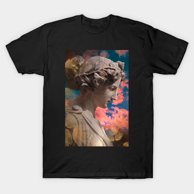 Aesthetics, darkness, gothic, romantic, moon, dark academia, love, romantic, statue, vintage, retro, artistic, artsy, classy, butterfly, flowers, floral T-Shirt by AGRHouse